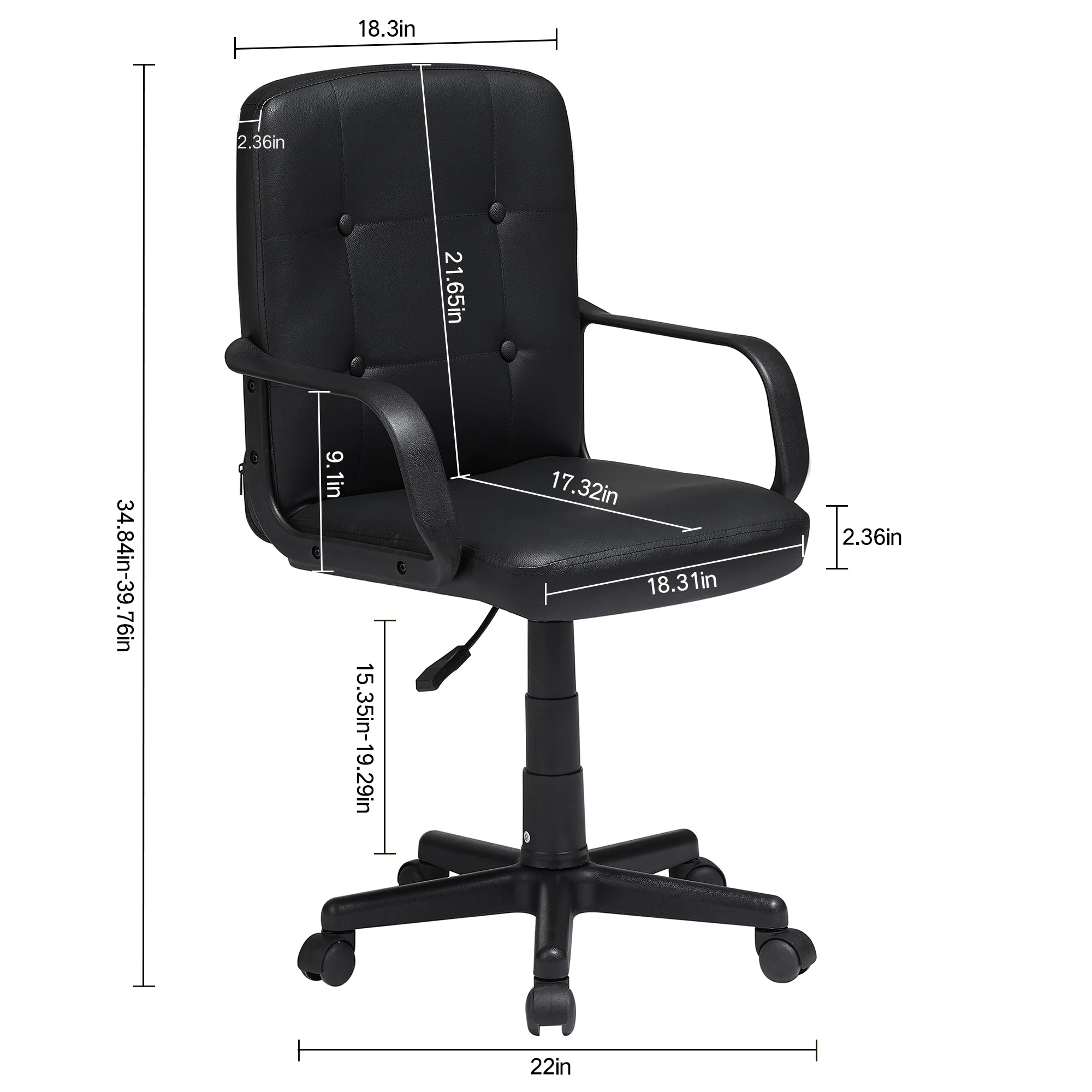VECELO Corner Computer Desk & Chair Set, Ergonomic High Back Adjustable Height Office Chair and Study Writing Table with Keyboard Tray and Storage Shelf, Black