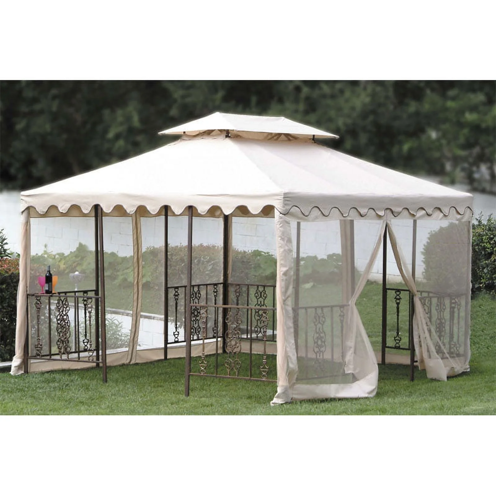 Garden Winds Replacement Canopy Top and Side Mosquito Netting Set for DC America 12 x 12 Scalloped Gazebo - Riplock 350 - Curated Treasures Market