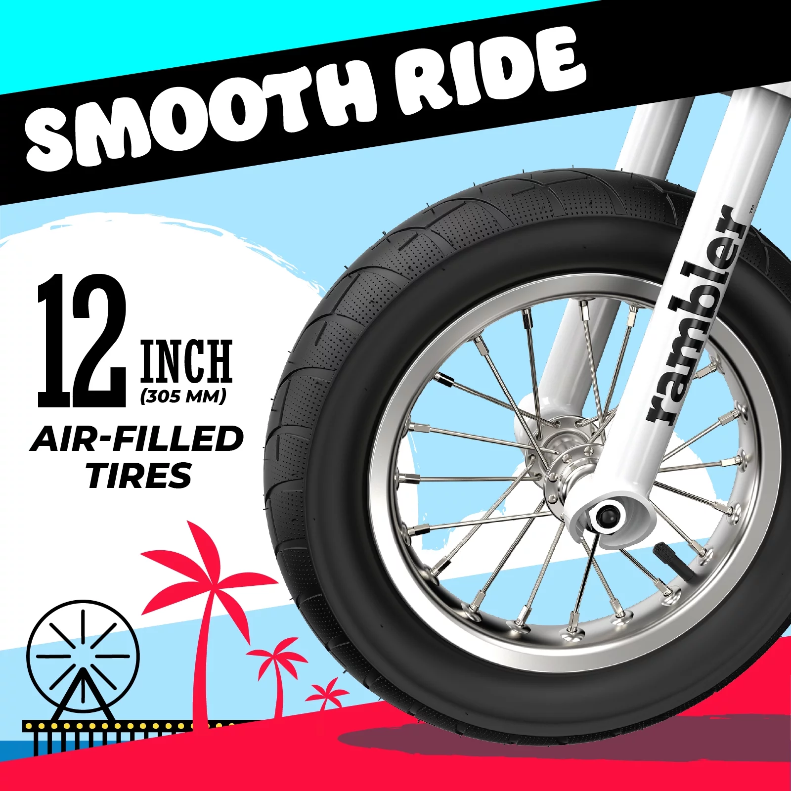 Razor Rambler 12 Seated Electric Scooter- White, up to 14 mph, 12" Air-Filled Tires, for Teen 13+