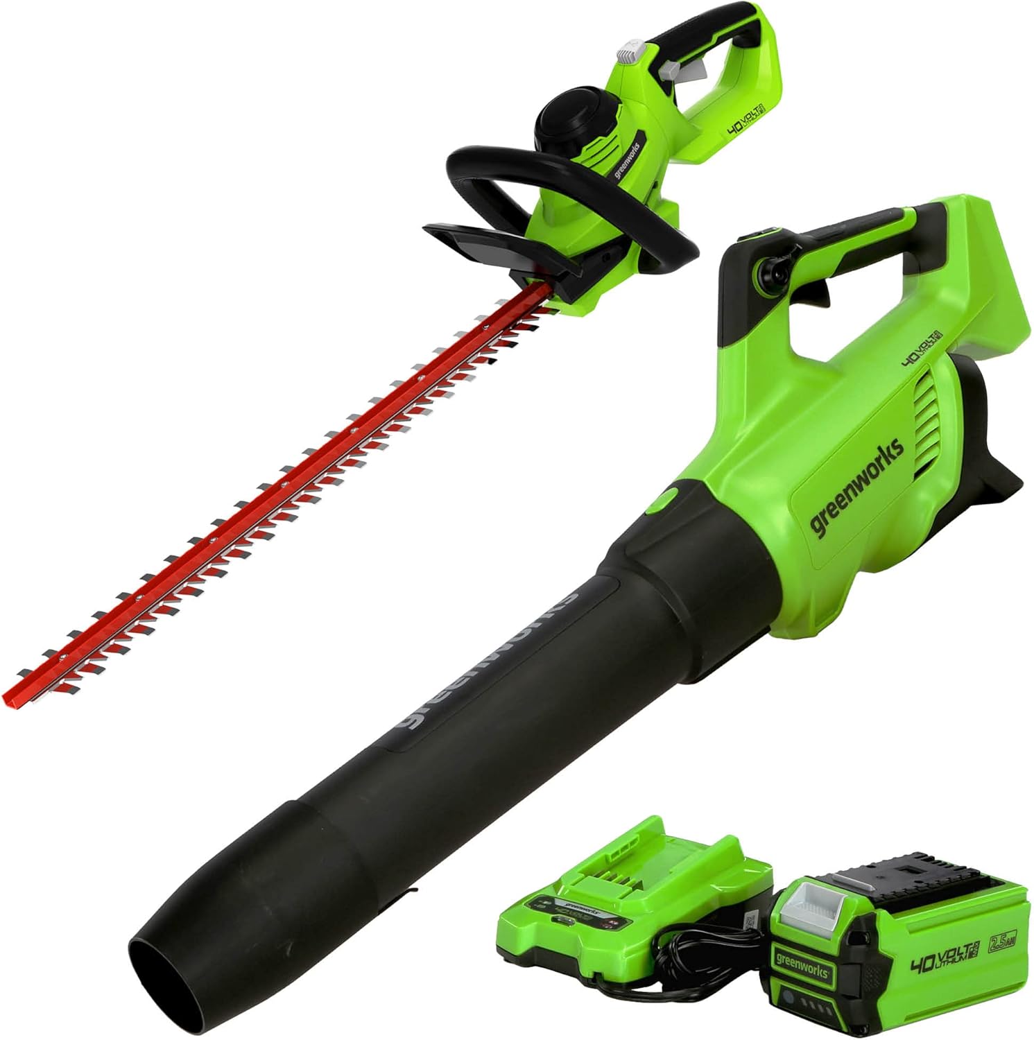 Greenworks 40V (120 MPH / 500 CFM) Cordless Axial Blower, 2.5Ah USB Battery (USB Hub) and Charger Included