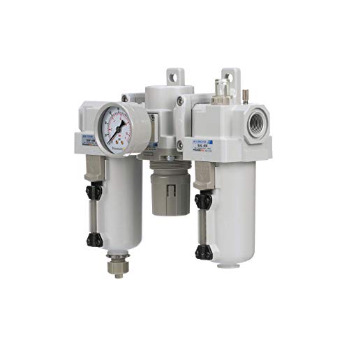 PneumaticPlus SAU400 Series Compressed Air Filter Regulator Lubricator Combo FRL 1/2" NPT