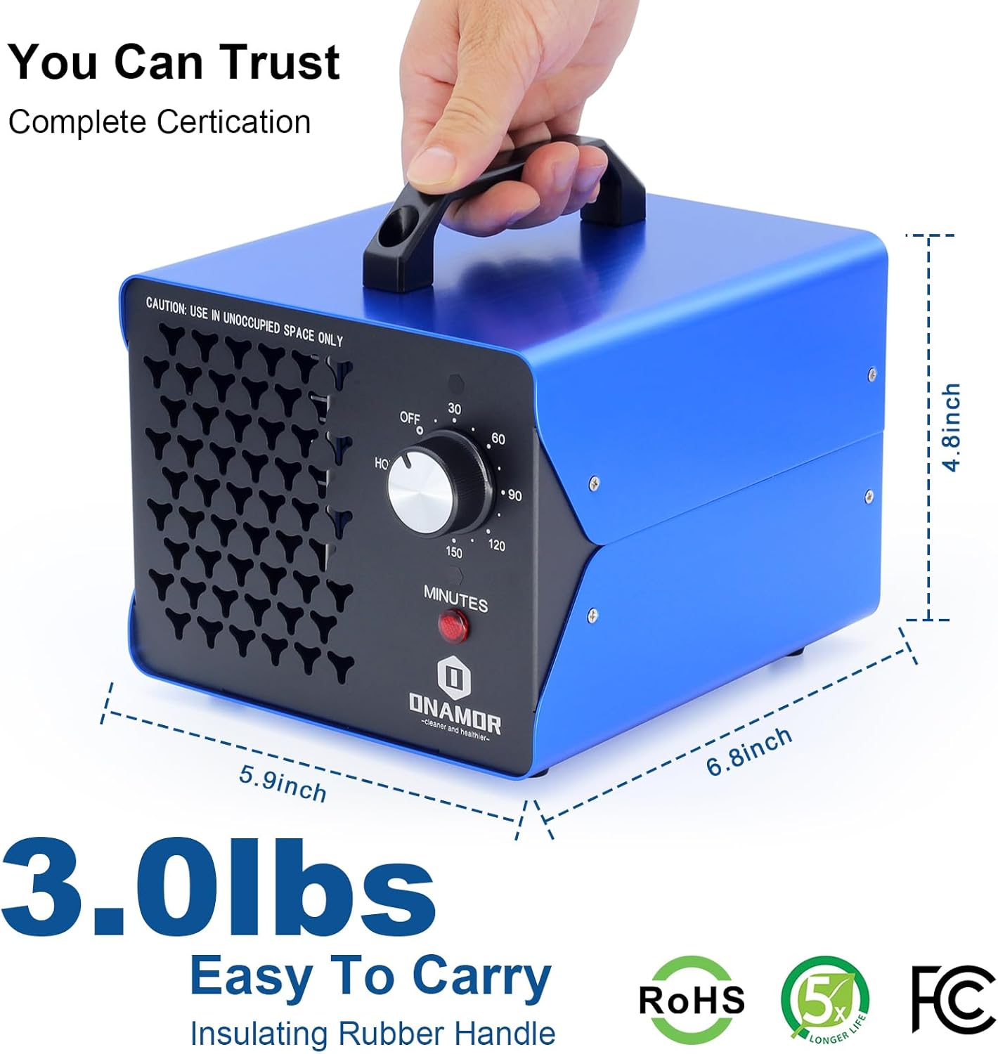Bundle | Ozone Generator 30000mg/h - 40000mg/h (Black & Blue) - Ozone Machine Ionizer & O3 Deodorizer for Home, Smoke, and Pet Room.