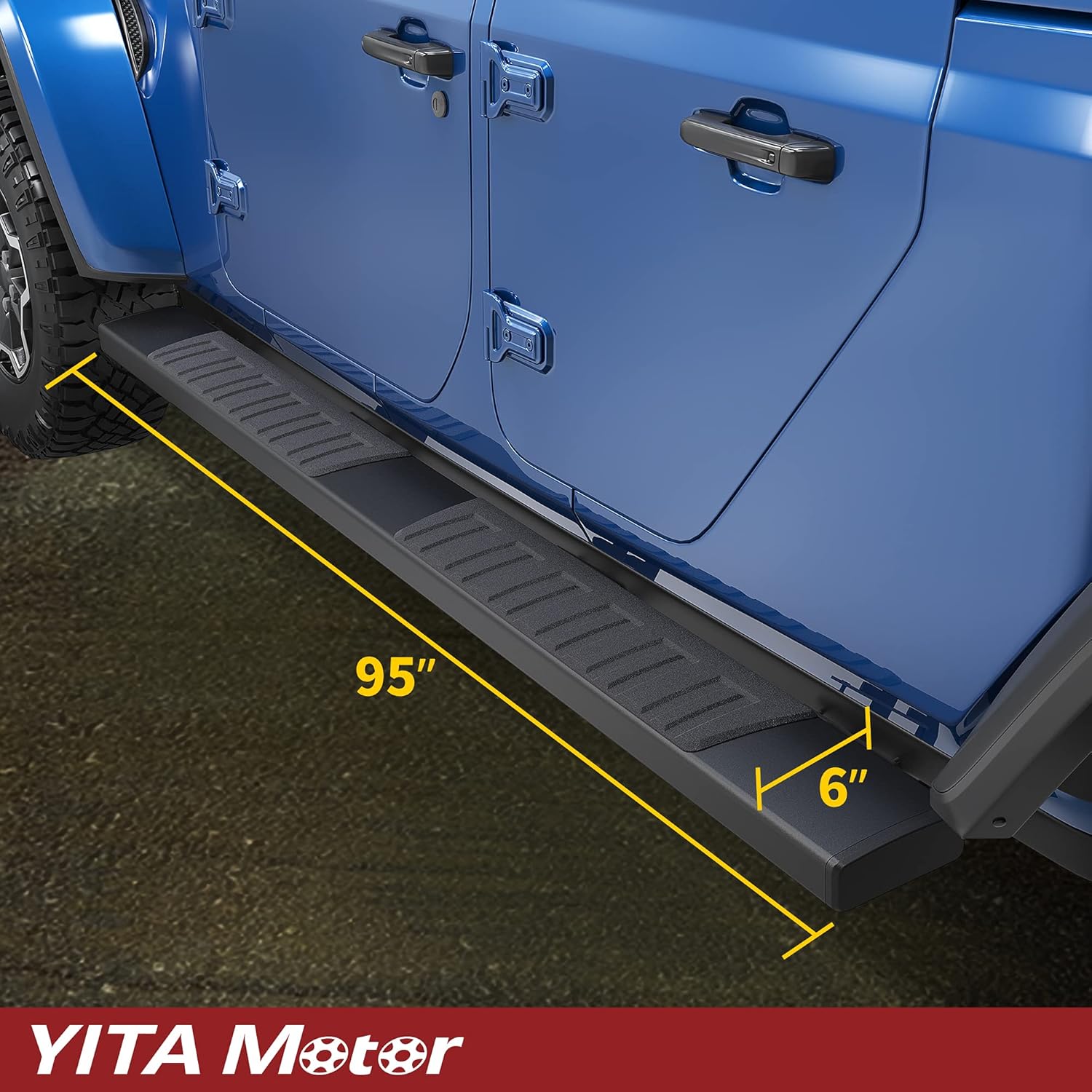 YITAMOTOR 6 inches Running Boards Compatible with 2020-2022 Jeep Gladiator Crew Cab Pickup 4-Door Aluminum Side Step Nerf Bars Side Bars