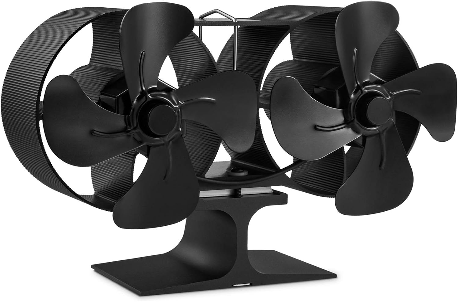 Double Motors Wood Stove 8 Blades Small Size Fan, PYBBO Silent Heat Warm Air Powered Fireplace Eco Stove Fan for Gas/Pellet/Wood/Log Burning Stoves with Thermometer Pack of 2