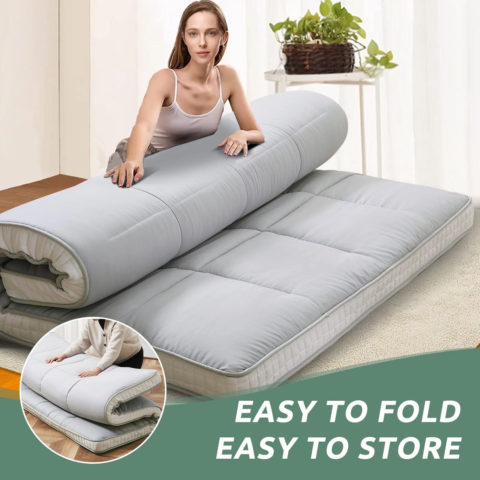 Slsy Japanese Floor Mattress Futon Mattress, Thicken Sleeping Pad Foldable Roll Up Mattress Kids Floor Lounger Bed Couches Sofas