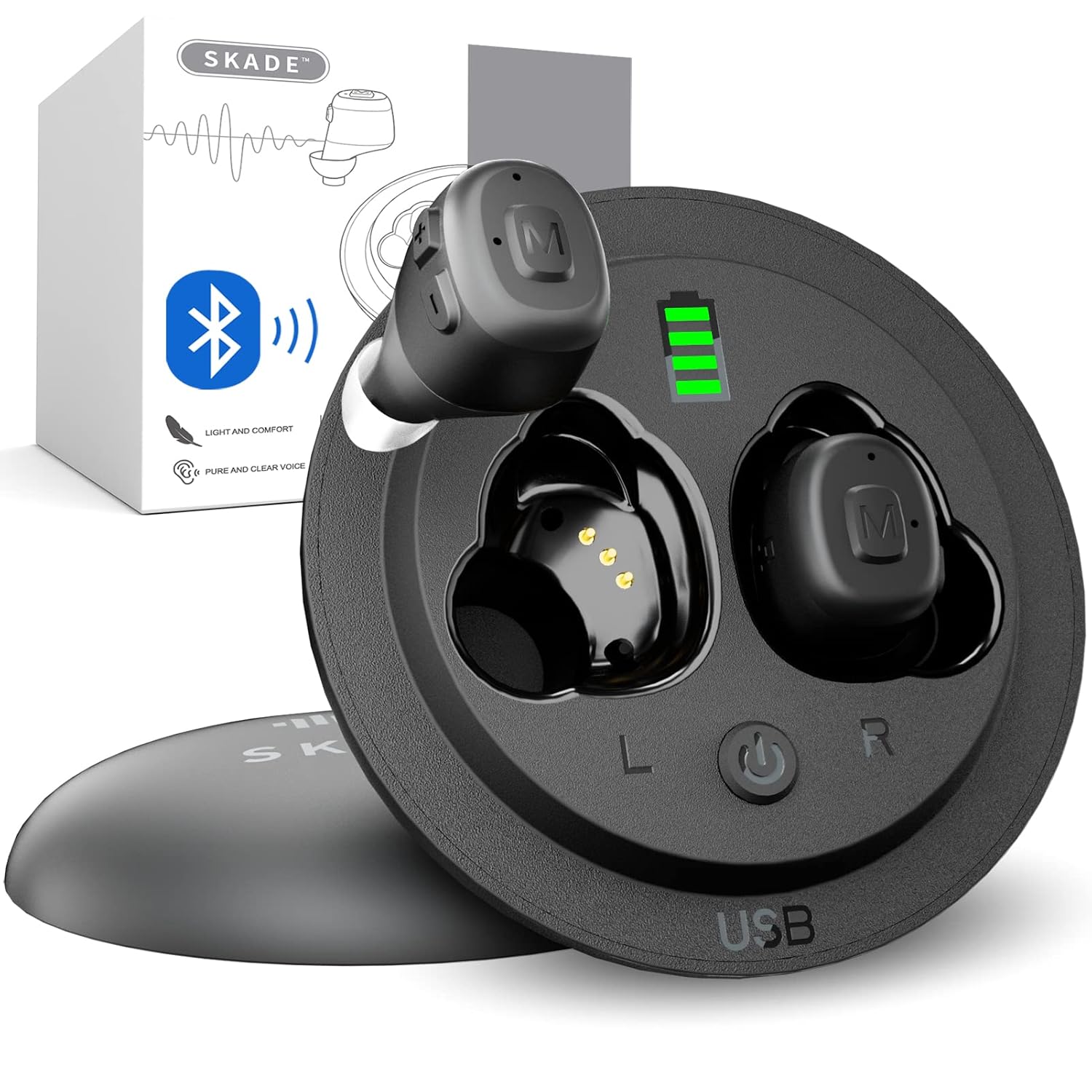 Bluetooth Hearing Aids for Seniors Rechargeable with Noise Cancelling, 2-in-1 Hearing Amplifier & True Wireless Earbuds, 2022 Fathers Day Gifts for Grandpa Father, Digital Hearing Aid for Adults,Pair
