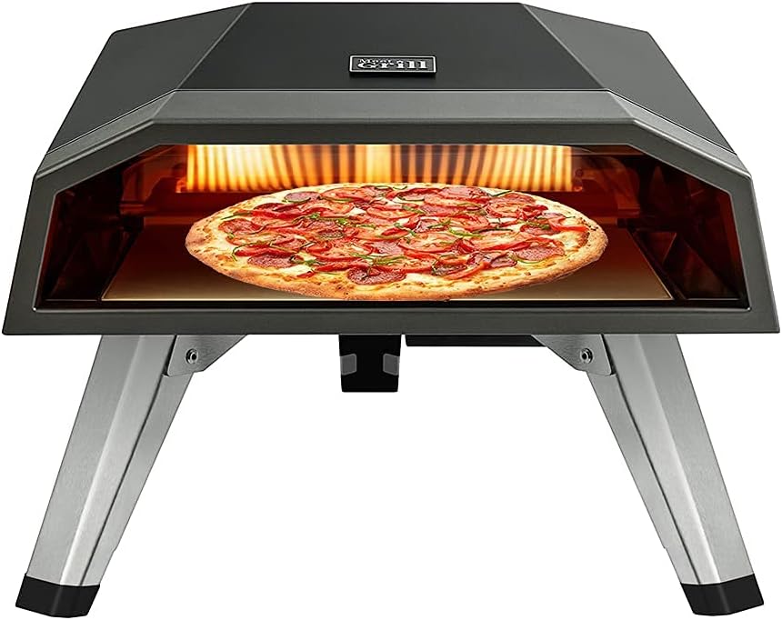MEET GRILL Lightweight Outdoor Gas Pizza Oven, Portable Propane Pizza Maker with Pizza Stone Pizza Peel, for Outdoor Cooking, Camping, Backyard, Garden
