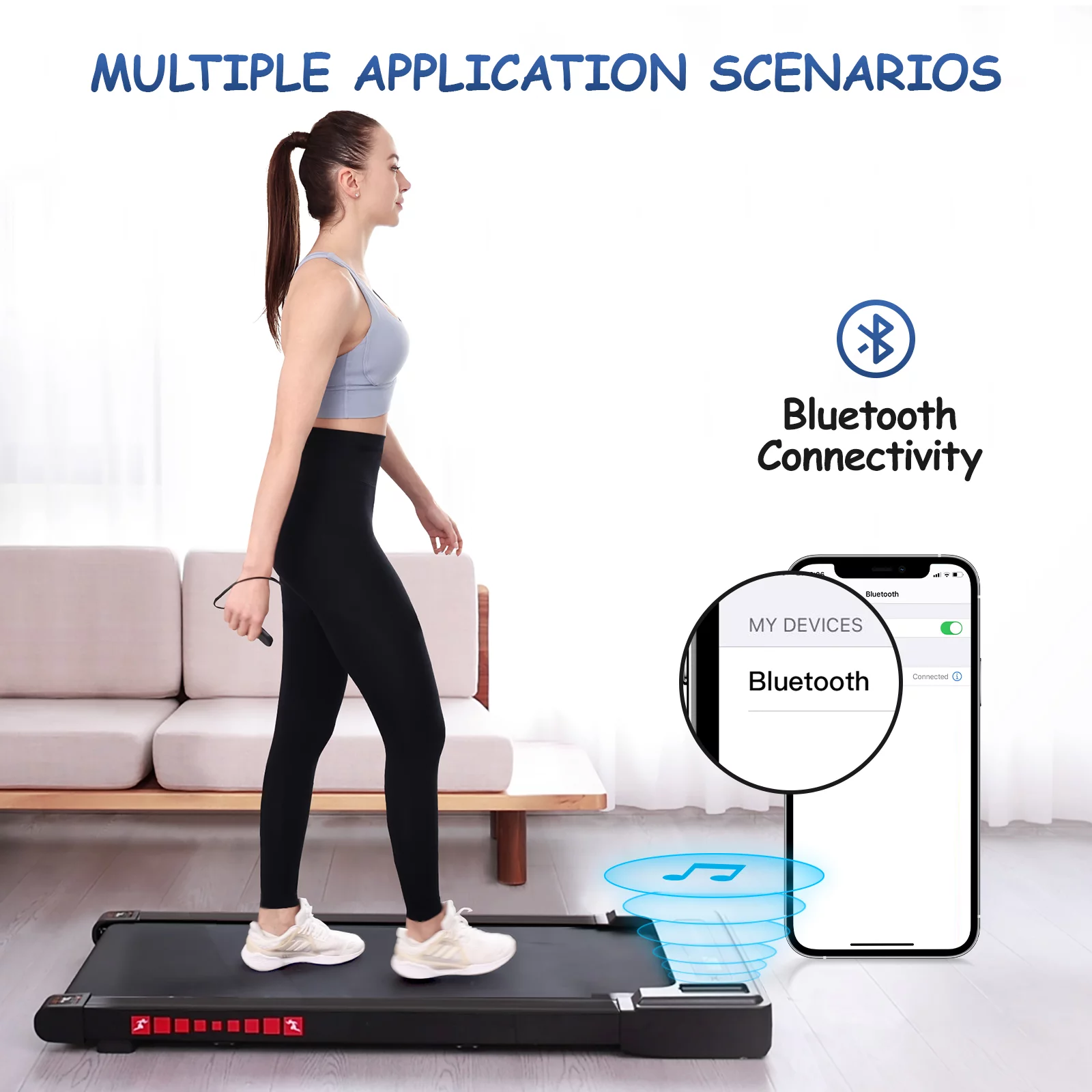 OBENSKY Walking Pad Treadmill Under Desk, White 2.25HP Portable Mini Treadmill w/ Remote Control