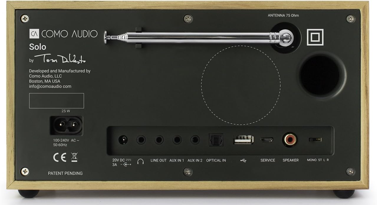 Como Audio Solo Wireless Speaker - Hand-Crafted Veneer Cabinets- One Touch Streaming, Internet Radio, Bluetooth, Wi-Fi - Hickory (Global Edition)