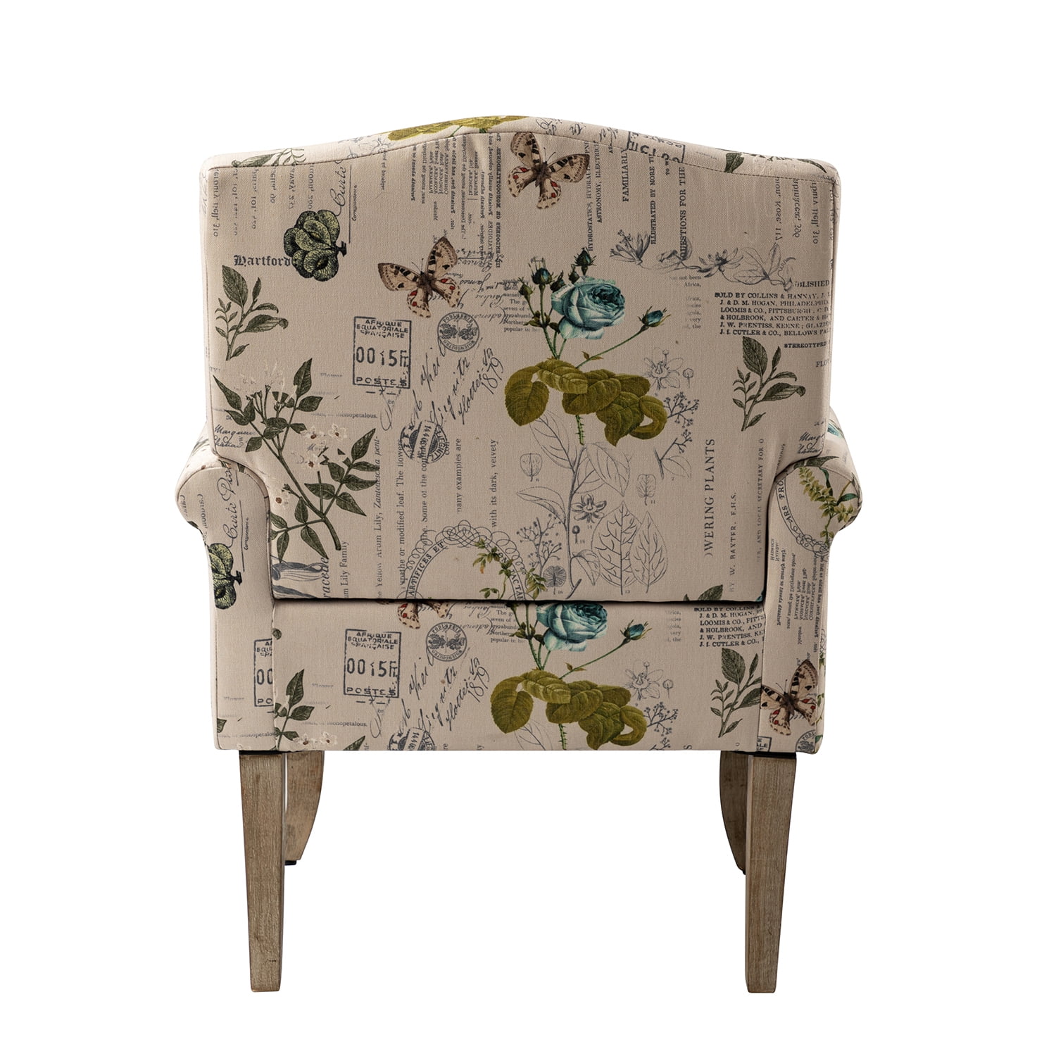 Upholstered Armchair Set of 2 with Unique Pattern & Retro Wooden Legs Adult, Floral