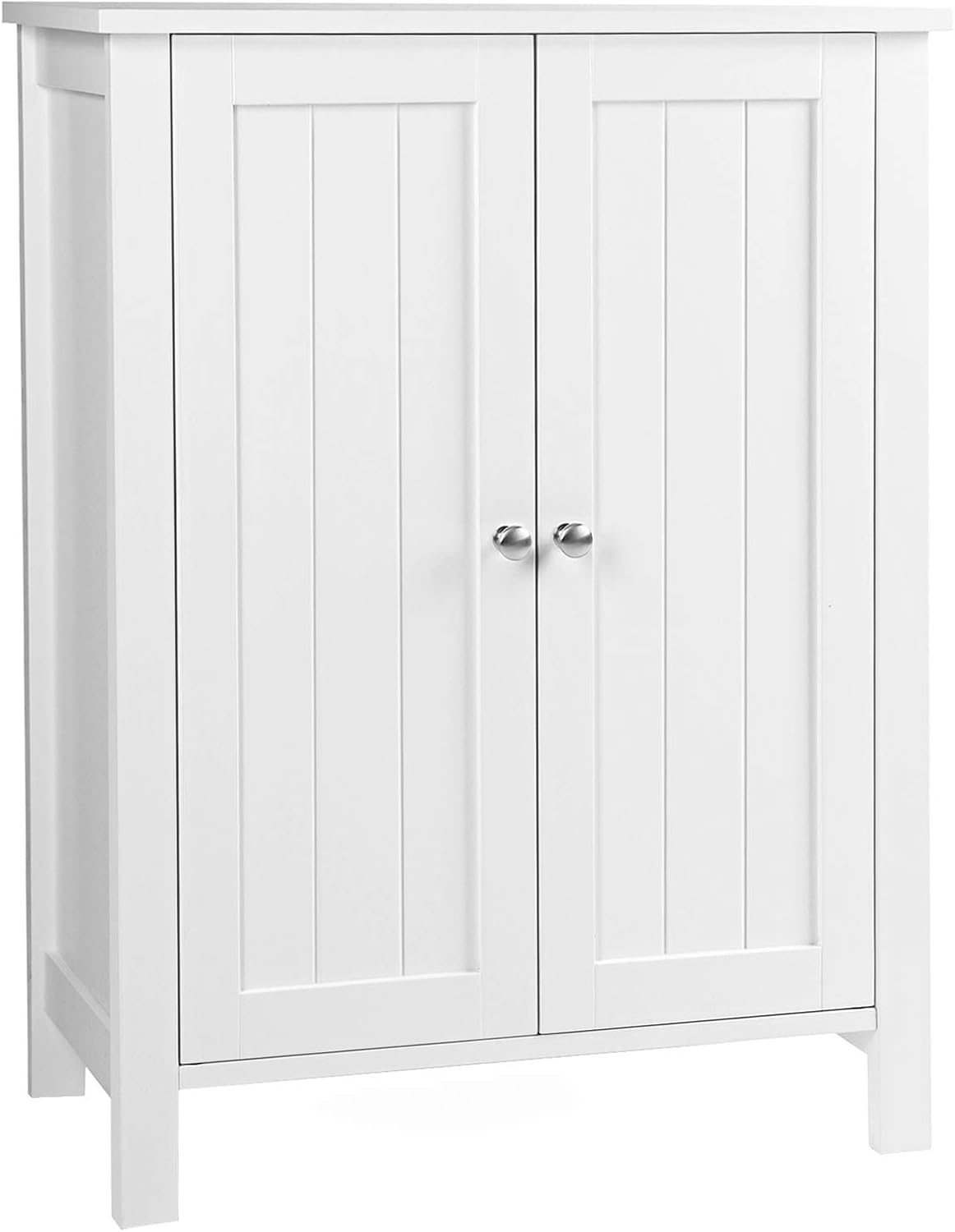 VASAGLE Bathroom Floor Storage Cabinet with Double Door Adjustable Shelf, 23.6 x 11.8 x 31.5 Inches White UBCB60W
