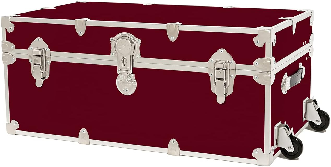 Rhino Trunk & Case Large Armor Trunk with Removable Wheels, Summer Camp, College, Storage 32x18x14 (Black)