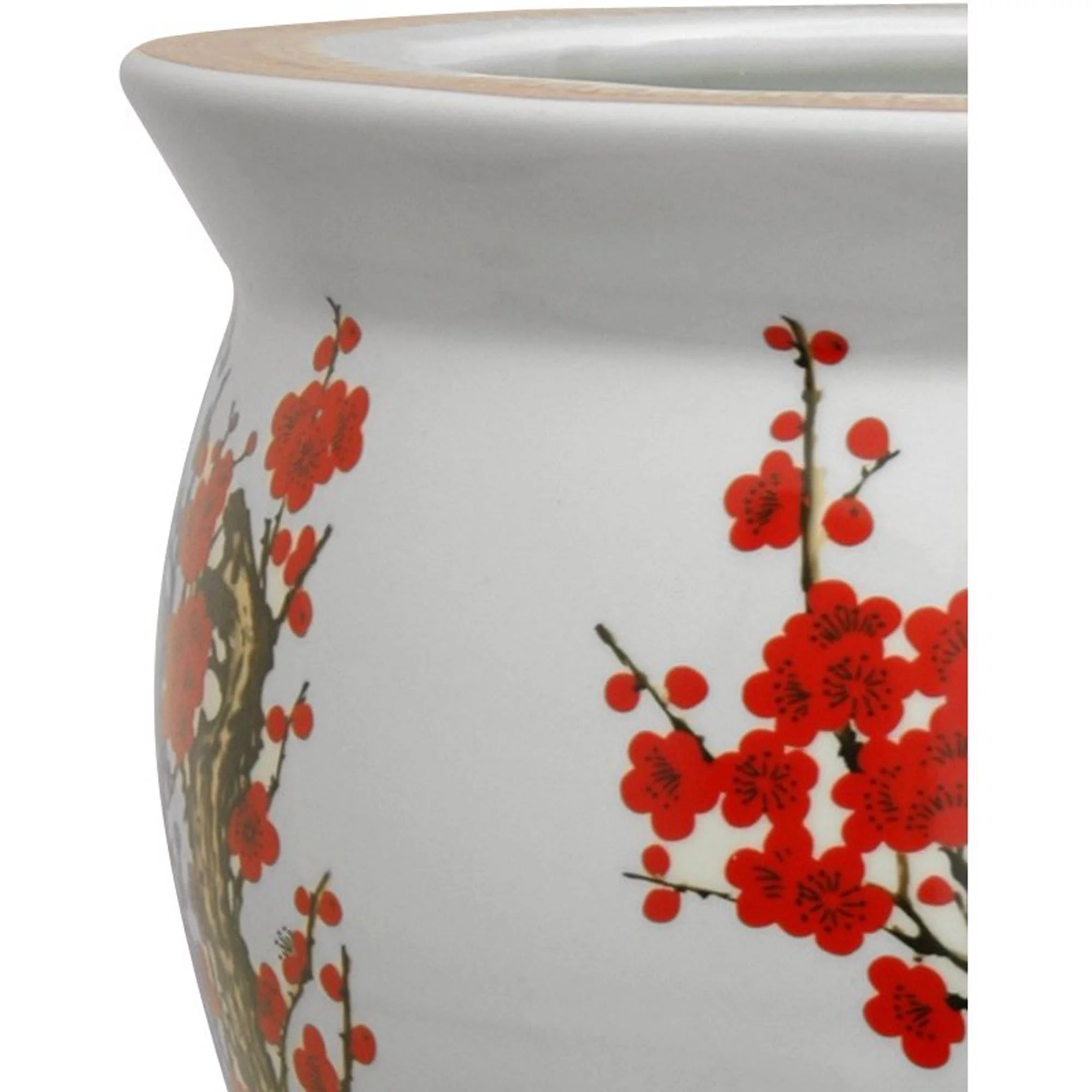 Oriental Furniture 20" Porcelain Fishbowl Cherry Blossom - Curated Treasures Market