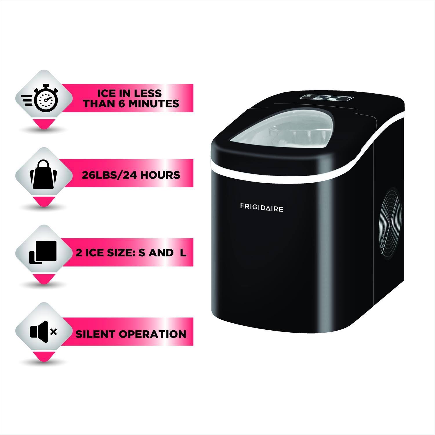 Frigidaire 26lb. Portable Countertop Ice Maker, Black, Efic108