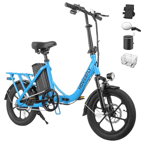 HOVERFLY H3 16" Electric Bike, Max 28Miles Range(Pedal-Assist) Folding E-Bike with Removable Battery, Front Suspension and Commuter Electric Bicycle Adults
