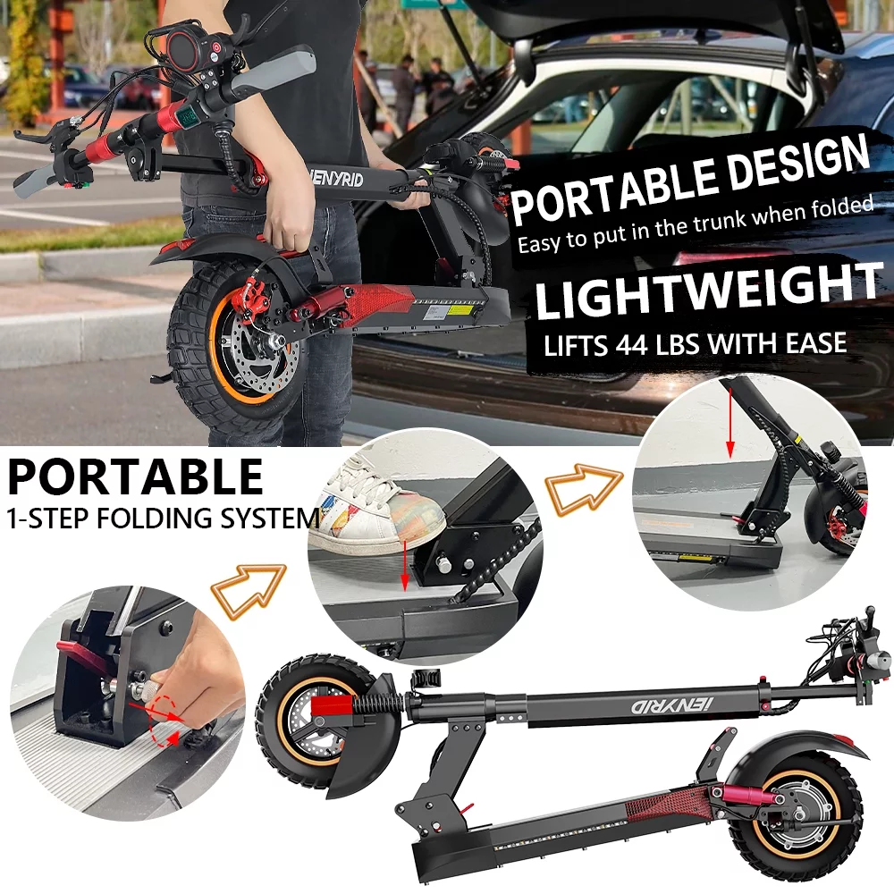 Electric Scooter 28 mph & 25 Miles 700W Kick Scooter, 10" Tires Folding E Scooter Triple Suspension with Seat, Gift for Adult Teens Kids Commuter