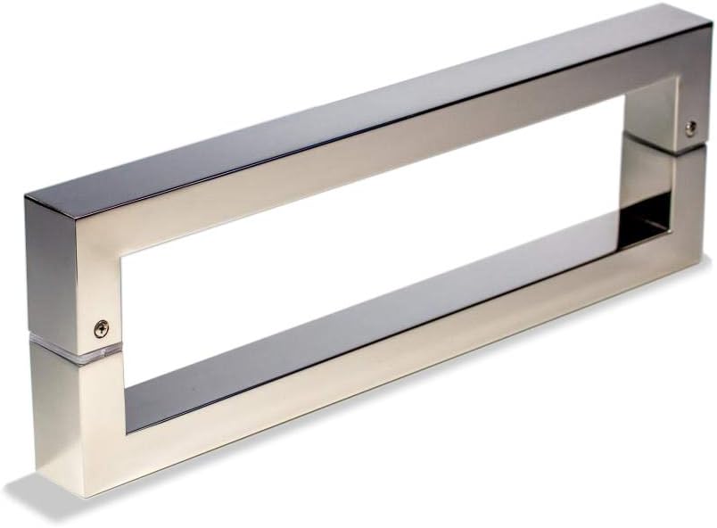 16 Inch Square Rectangle Flat Shape Bar Stainless Steel Modern Contemporary Entry Door Handle Bar Pull Shower Glass Sliding Barn Door Interior Exterior Door Pull Push Matte Black Painted Finish