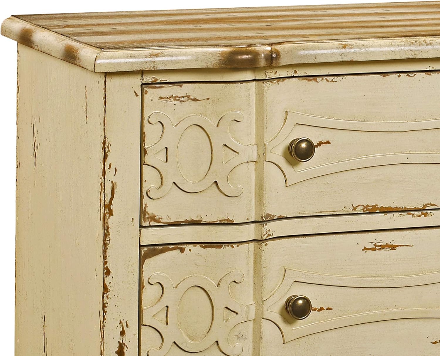 Right2Home Ornate Overlay Drawer Chest Storage Cabinet, Cream