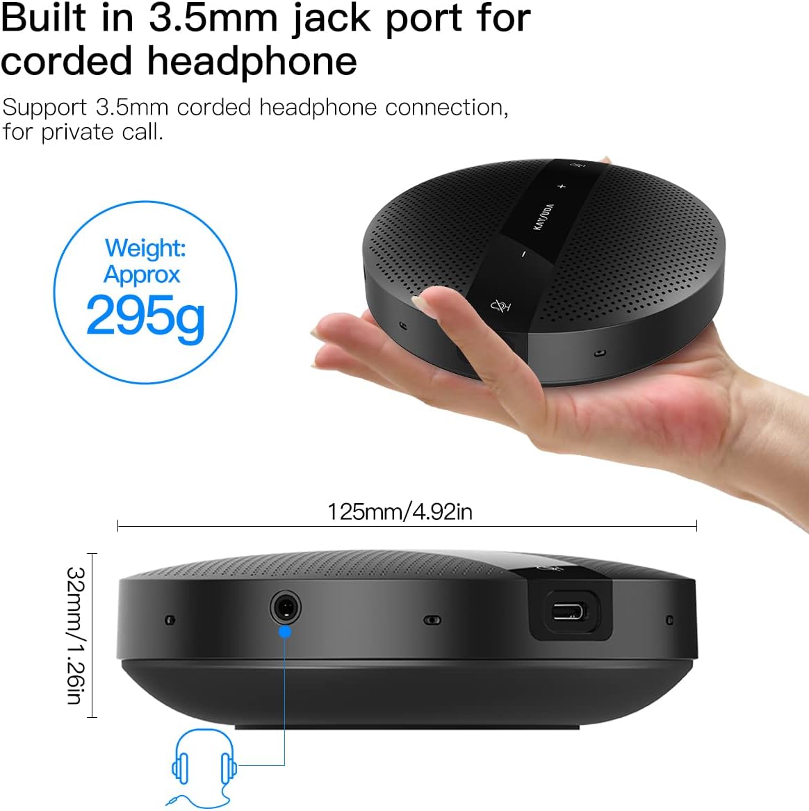 PC Microphone Speaker Business Conference USB Speakerphone for Skype, Webinar, Call Center Pack of 2