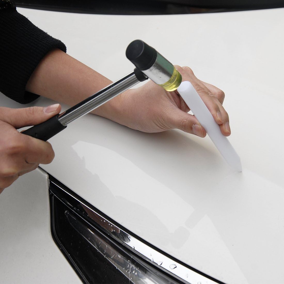 Mookis Paintless Dent Repair Kit 77PCS Dent Remoal Kit with Golden Dent Lifter, Slider Hammer, Bridge Dent Puller Kit for All Kinds of Car Body Dent Remover