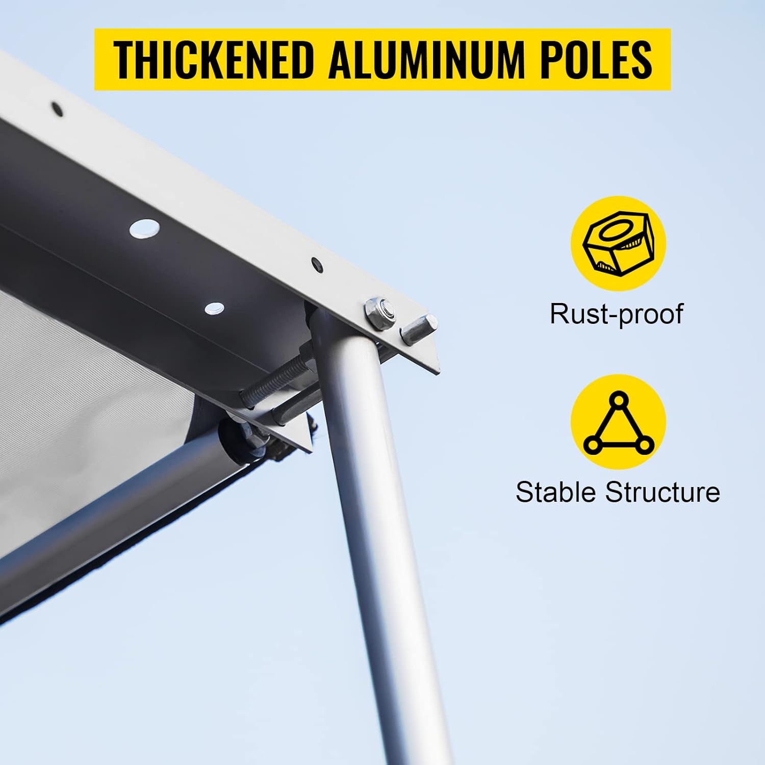 VEVOR Car Side Awning, 4.6'x6.6', Pull-Out Retractable Vehicle Awning Waterproof UV50+, Telescoping Poles Trailer Sunshade Rooftop Tent w/ Carry Bag for Jeep/SUV/Truck/Van Outdoor Camping Travel, Grey