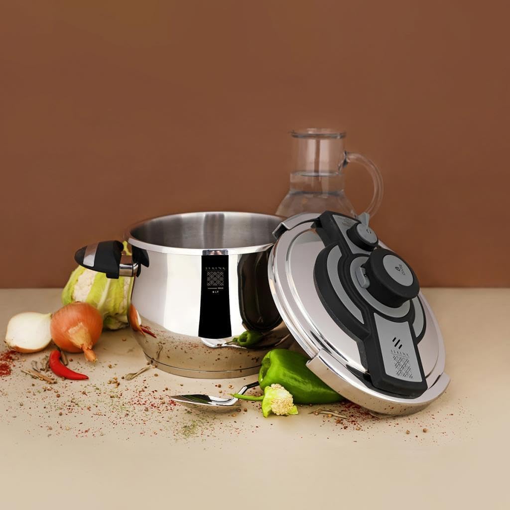 Quart Stainless Steel Pressure Cooker with Capsule Base, Compatible with Induction Stovetop, 3 Temperature Settings, Dishwasher Safe