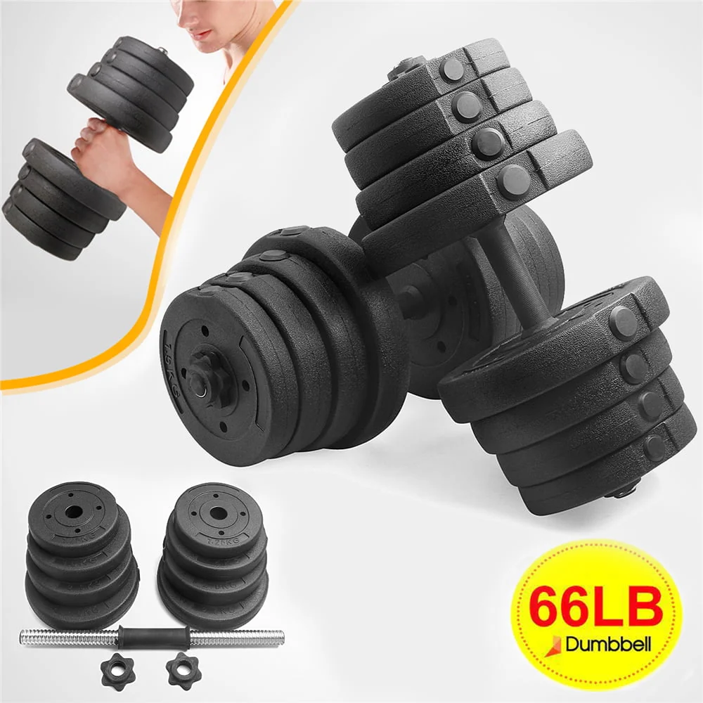 Yaheetech 66LB Adjustable Dumbbell Weight Set Home Training Dumbbell Pair Lifting Black