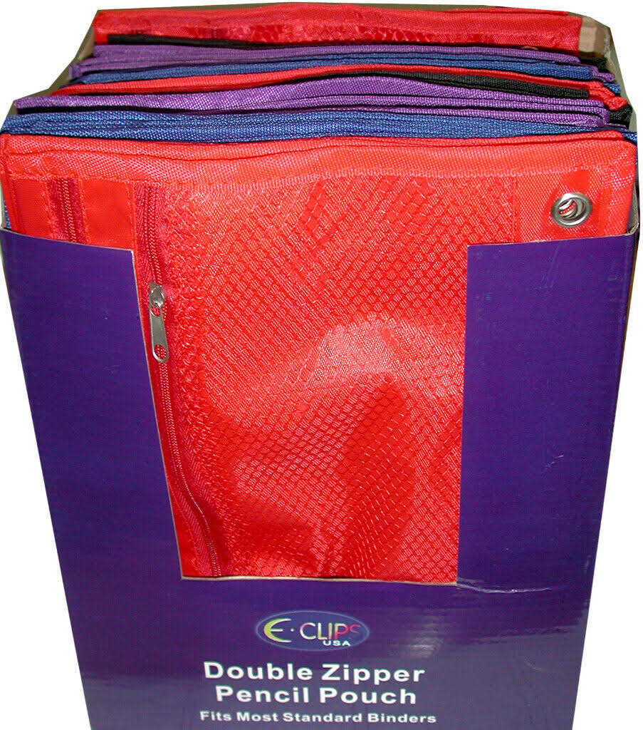 Mesh Double Zipper Pencil Pouch - Assorted Colors Case Pack of 48