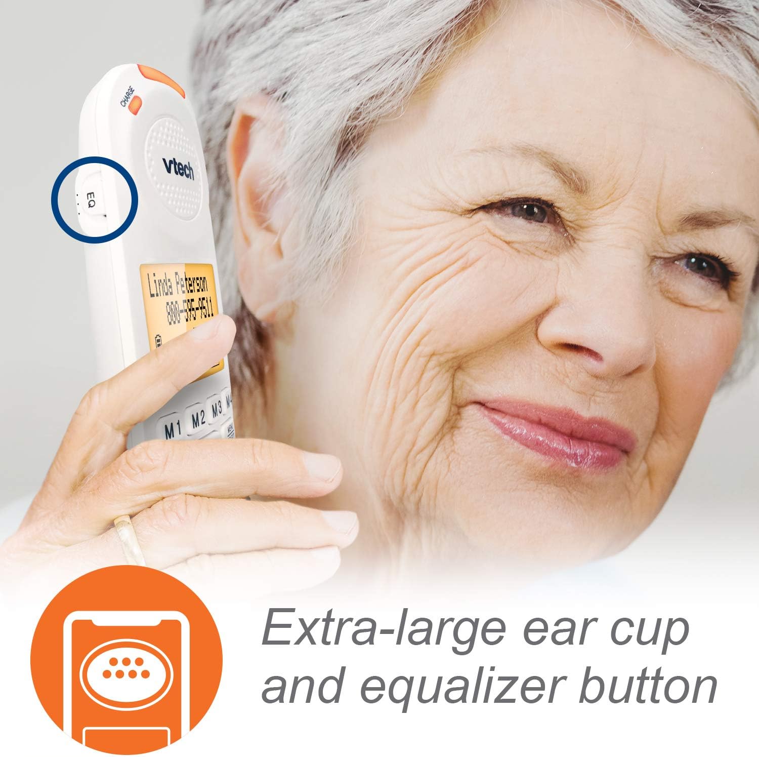 VTech SN5147 Amplified Corded/Cordless Senior Phone with Answering Machine, Call Blocking, 90dB Extra-loud Visual Ringer, One-touch Audio Assist on Handset up to 50dB, Big Buttons and Large Display