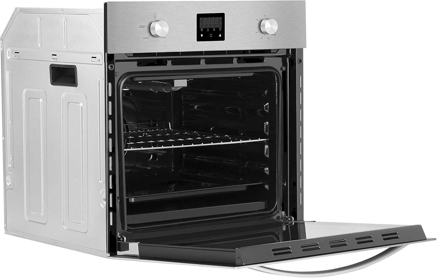 Empava 24 Inch Single Gas Wall Oven Bake Broil Rotisserie Functions with Mechanical Controls-Digital Timer-Convection Fan in Stainless Steel