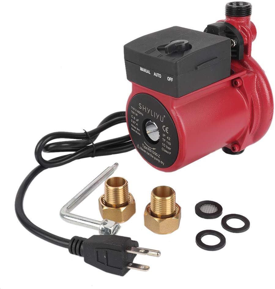 SHYLIYU Water Pressure Booster Pump Circulator Pump 115V/60Hz Hot Water Automatic Recirculating Pump 1 inch Outlet Pressure Booster Pump Cast Iron