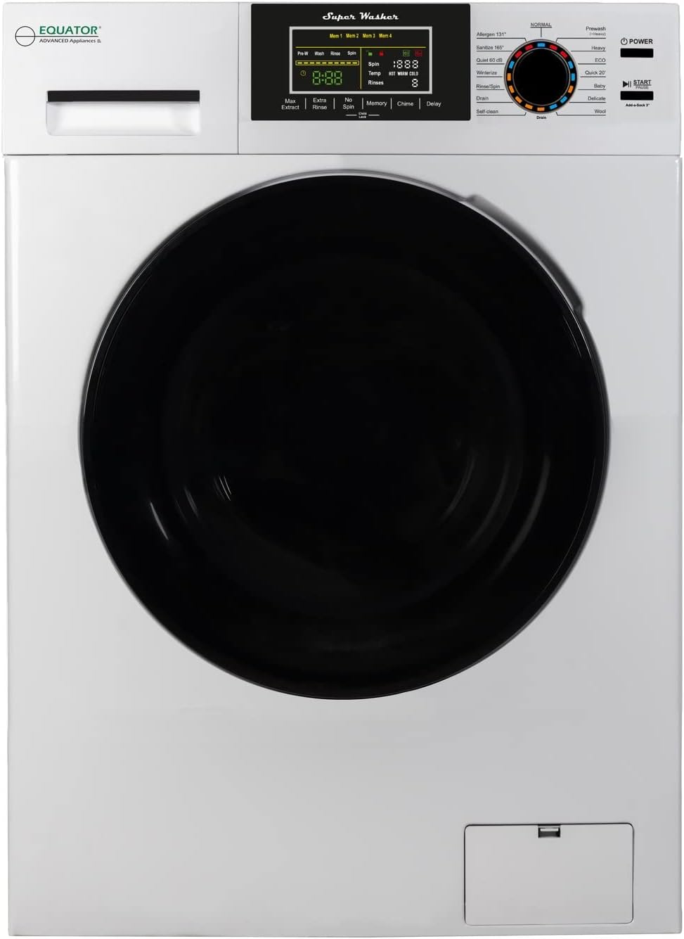 Equator Super Washer 1.9cf/18lbs 1400RPM White 110V
