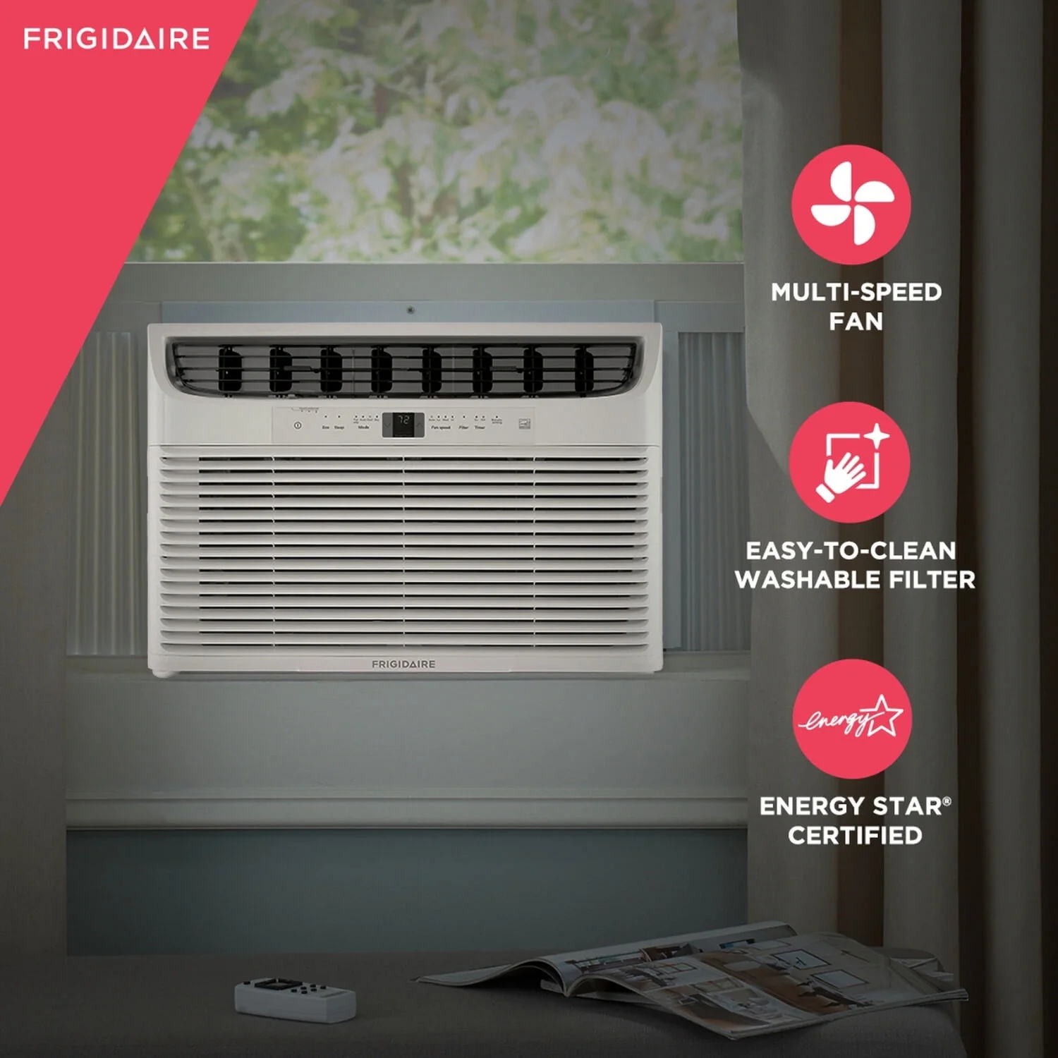 Frigidaire 5,000 BTU 115V Window-Mounted Mini-Compact Air Conditioner with Full-Function Remote Control, White