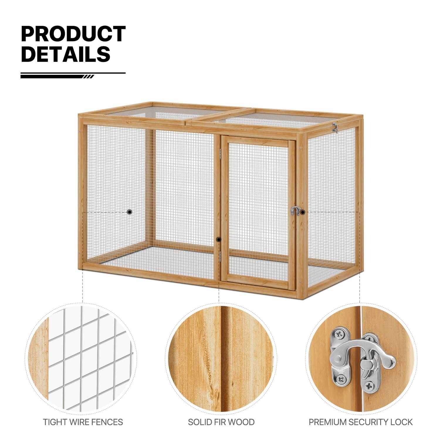 Monibloom Chicken Run for Yard Wood Chicken Cage Rabbit Hutch Bunny Pen with Openable Roof and Side Door - Pet Supplies online store