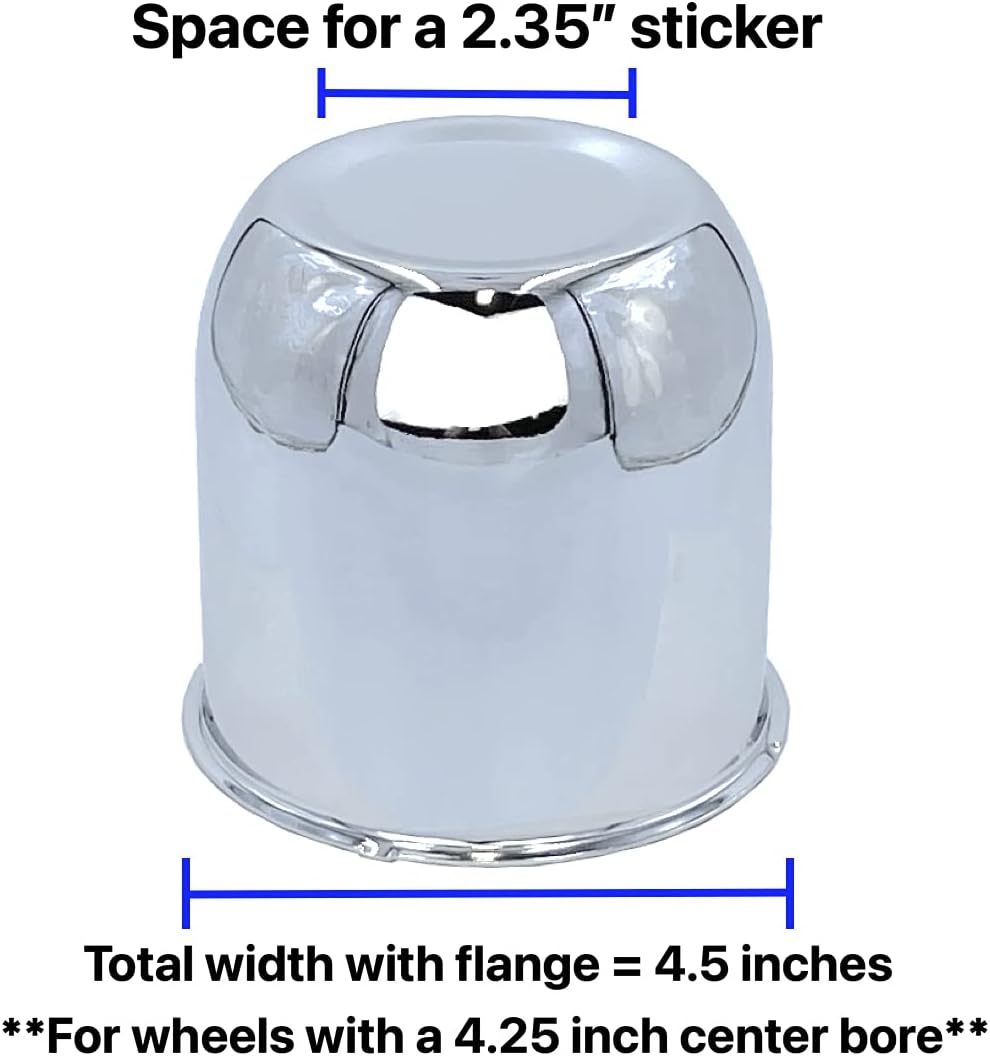 4 Chrome 5.15 Push Through Center Caps for Auto, Truck, Trailer Wheels and Rims