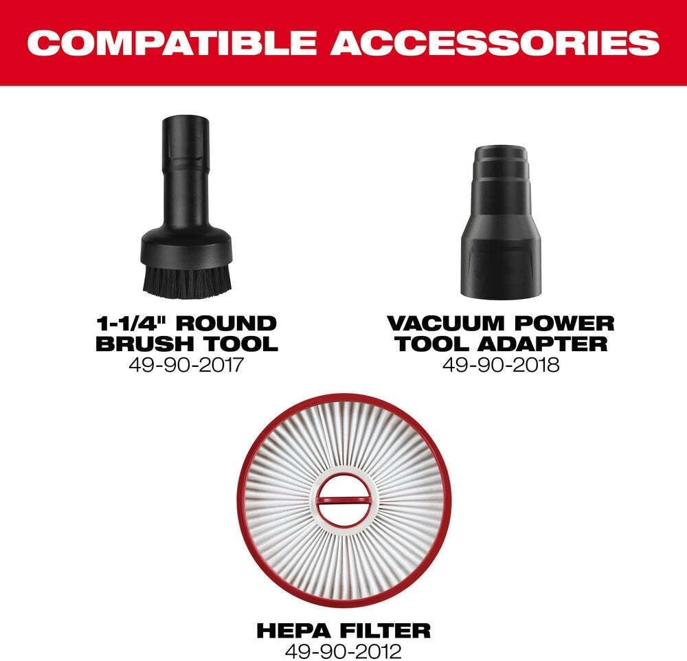 Canister/Cylinder for Milwaukee 0940-20 M18 Fuel Cordless Lithium-Ion Brushless Compact Vacuum - Bare Tool, Red