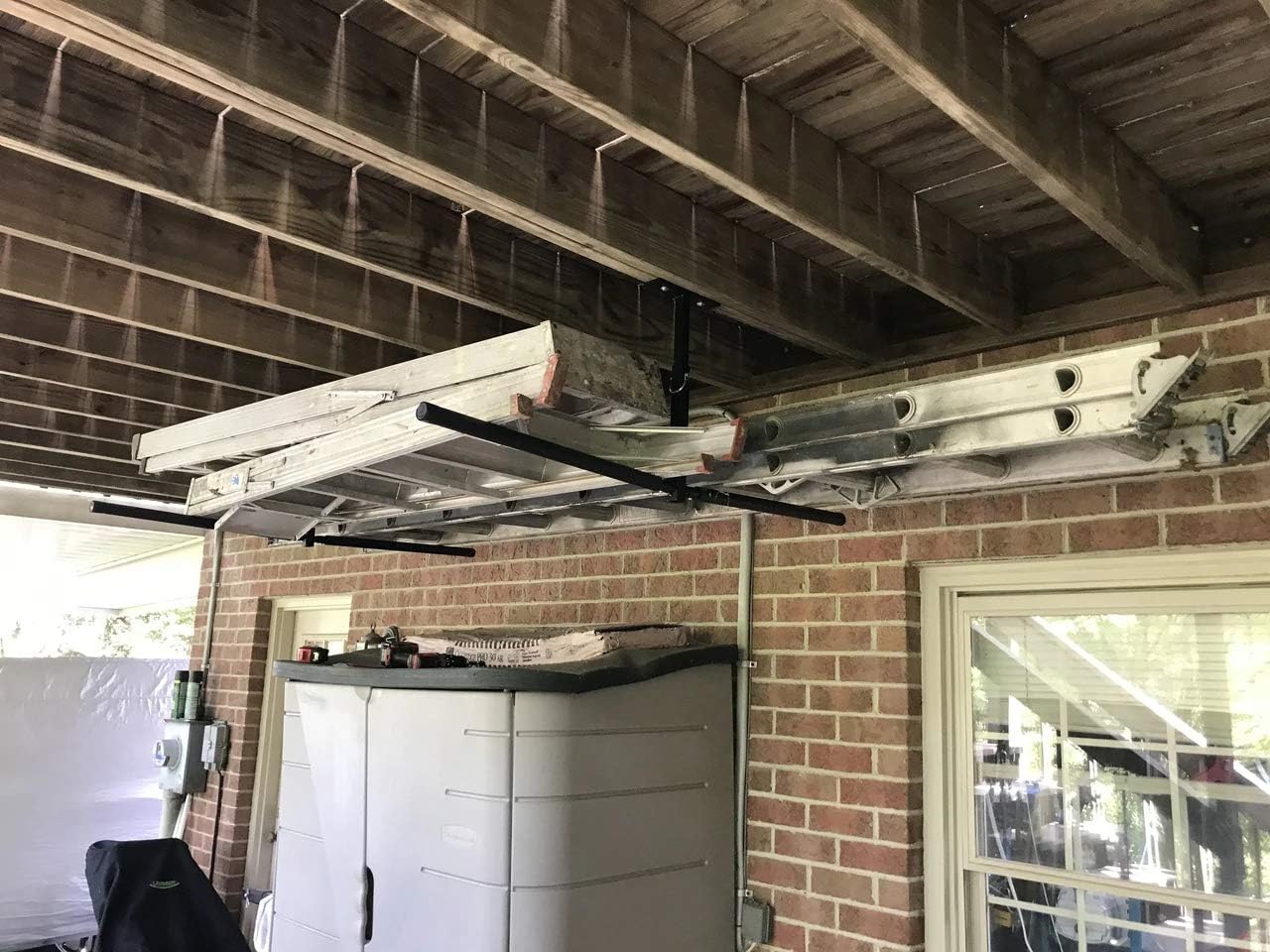 StoreYourBoard Double Ladder Ceiling Rack, Hi Port 2 Garage Storage and Organization, Home Organizer Hanger Mount Pack of 2