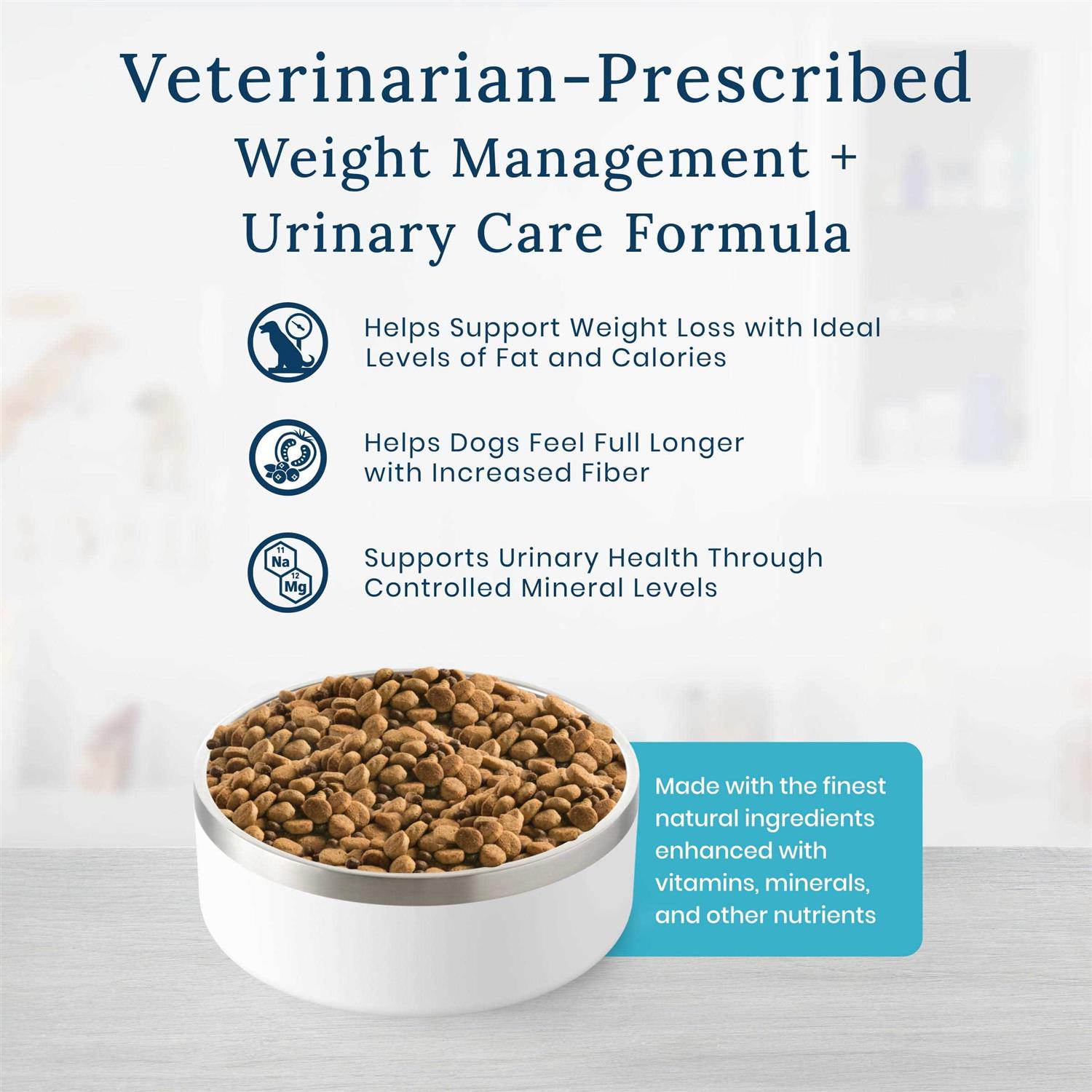 Blue Buffalo Natural Veterinary Diet W+U Weight Management + Urinary Care Dry Dog Food - Pet Supplies online store