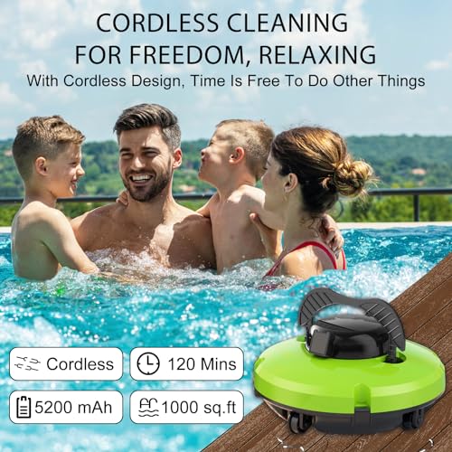 Robotic Pool Cleaner Automatic Pool Cleaners Cordless Pool Vacuum for above Ground Pools WHITE