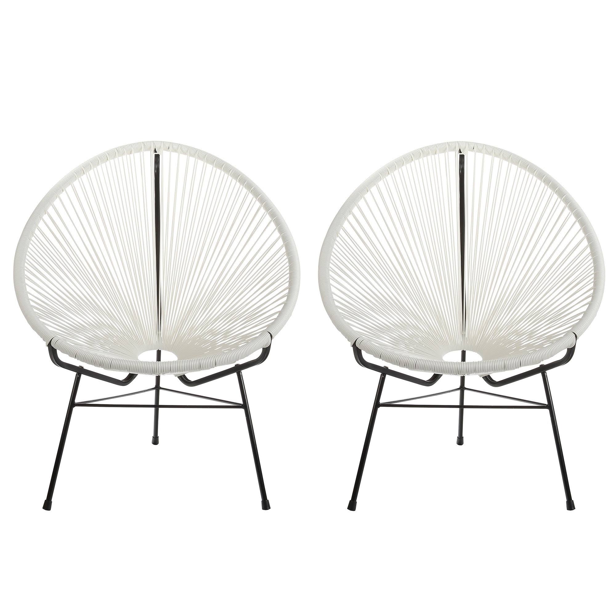 Handmade Acapulco Basket Lounge Chair, Set of 2 - Fuchsia