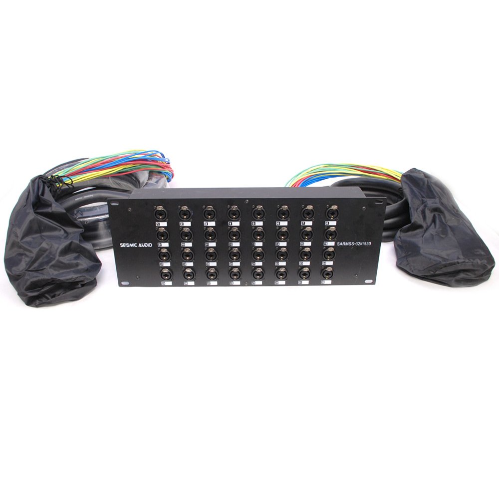 Seismic Audio Rack Mount 32 Channel TRS Combo Splitter Snake Cable-5' and 30' XLR Trunks (SARMSS-32x530)