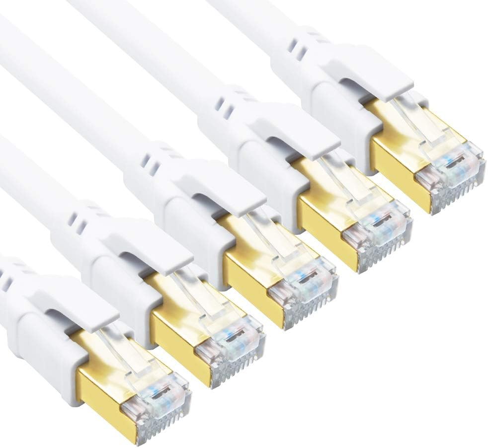 CAT 8 Ethernet Cable, 15ft (10 Pack) Ultra High Speed 40Gbps 2000MHz SFTP 26AWG CAT8 Cable LAN Internet Network Cord with Gold Plated RJ45 Connector for Gaming, Router, Modems, PC (15ft/10 Pack/Black)