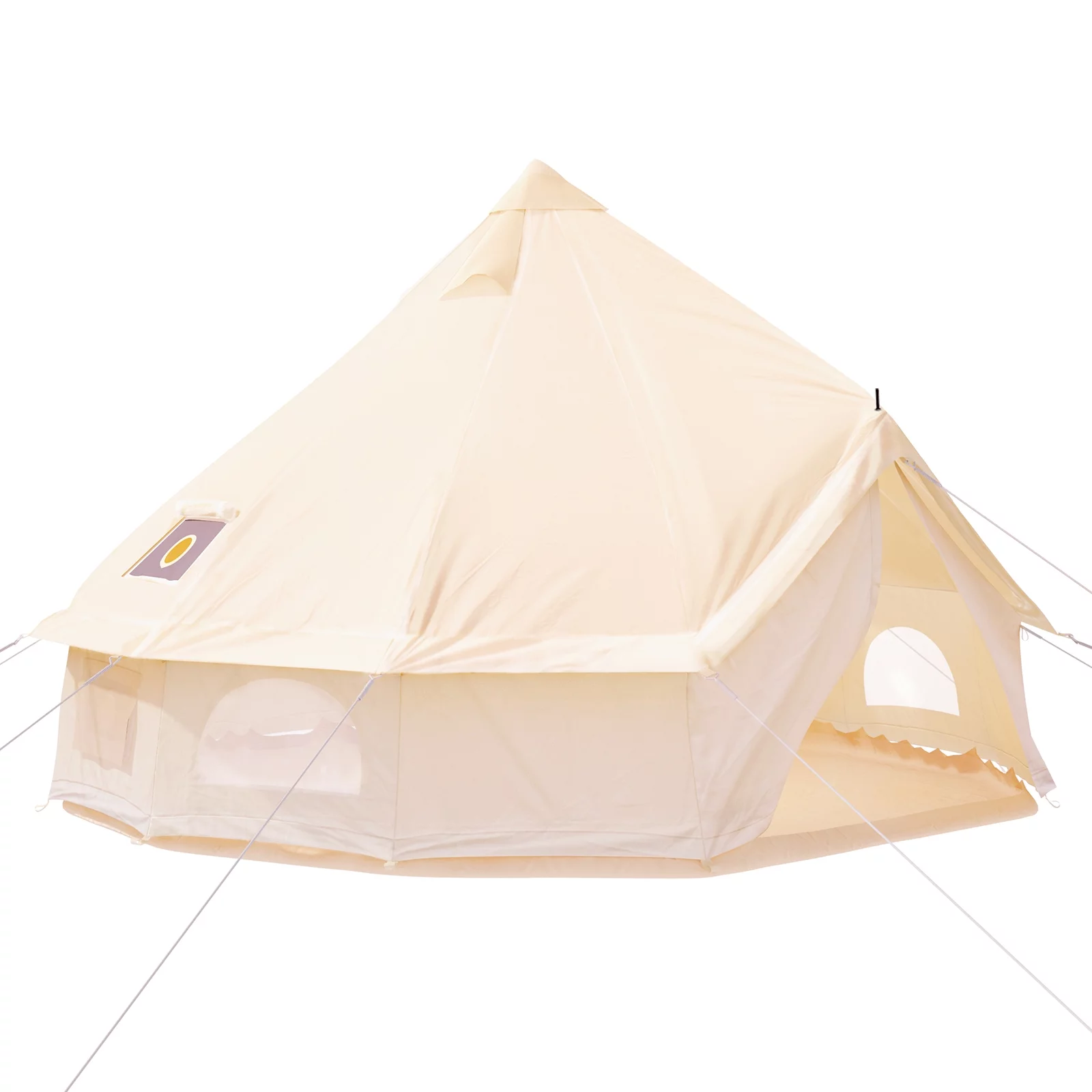 BENTISM 4-Season 8-10 People Large Waterproof Cotton Canvas Bell Tent With Stove for Camping Parties(5M Dia)