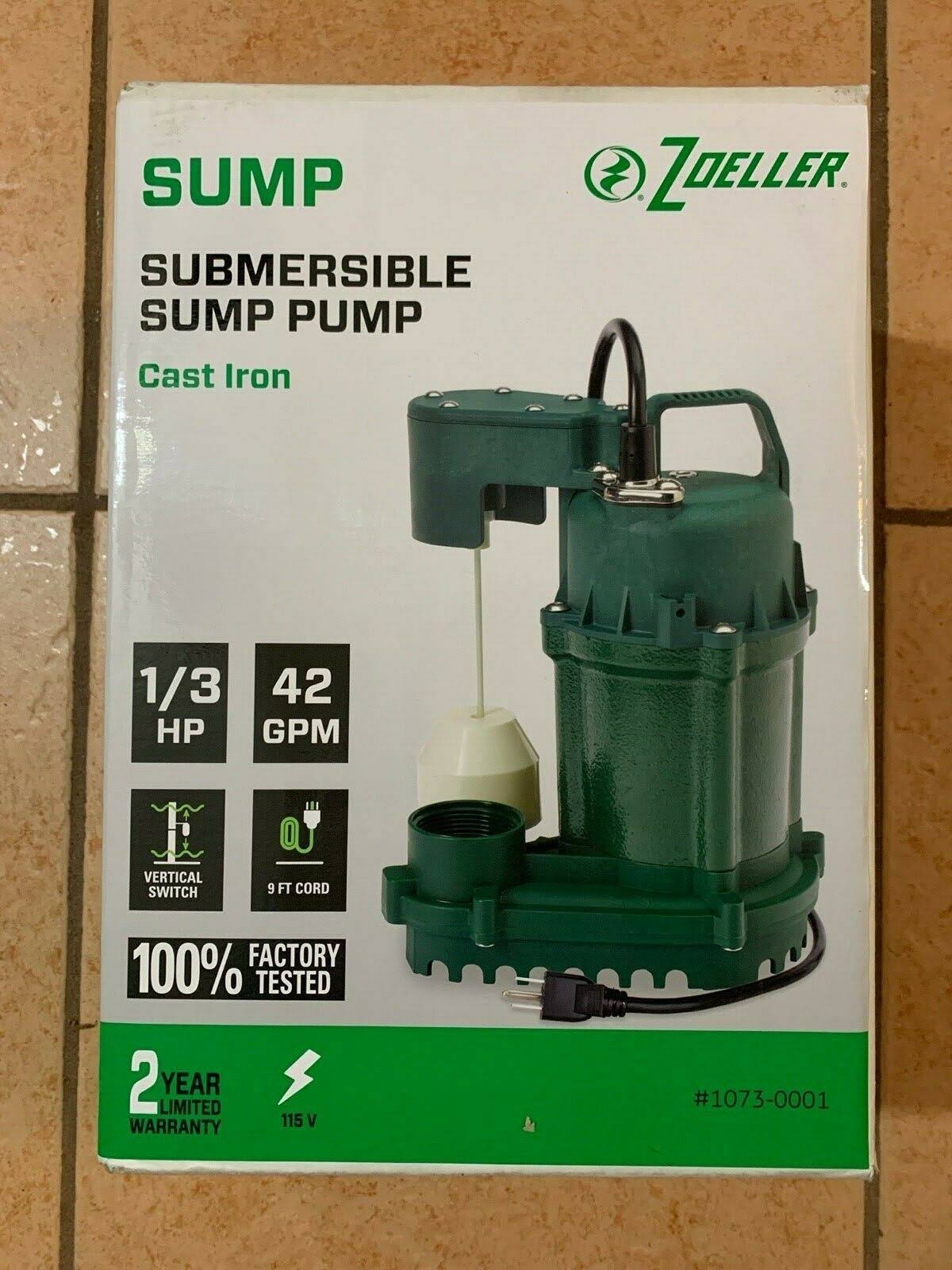 Zoeller 1/3 HP Cast Iron Submersible Sump Pump