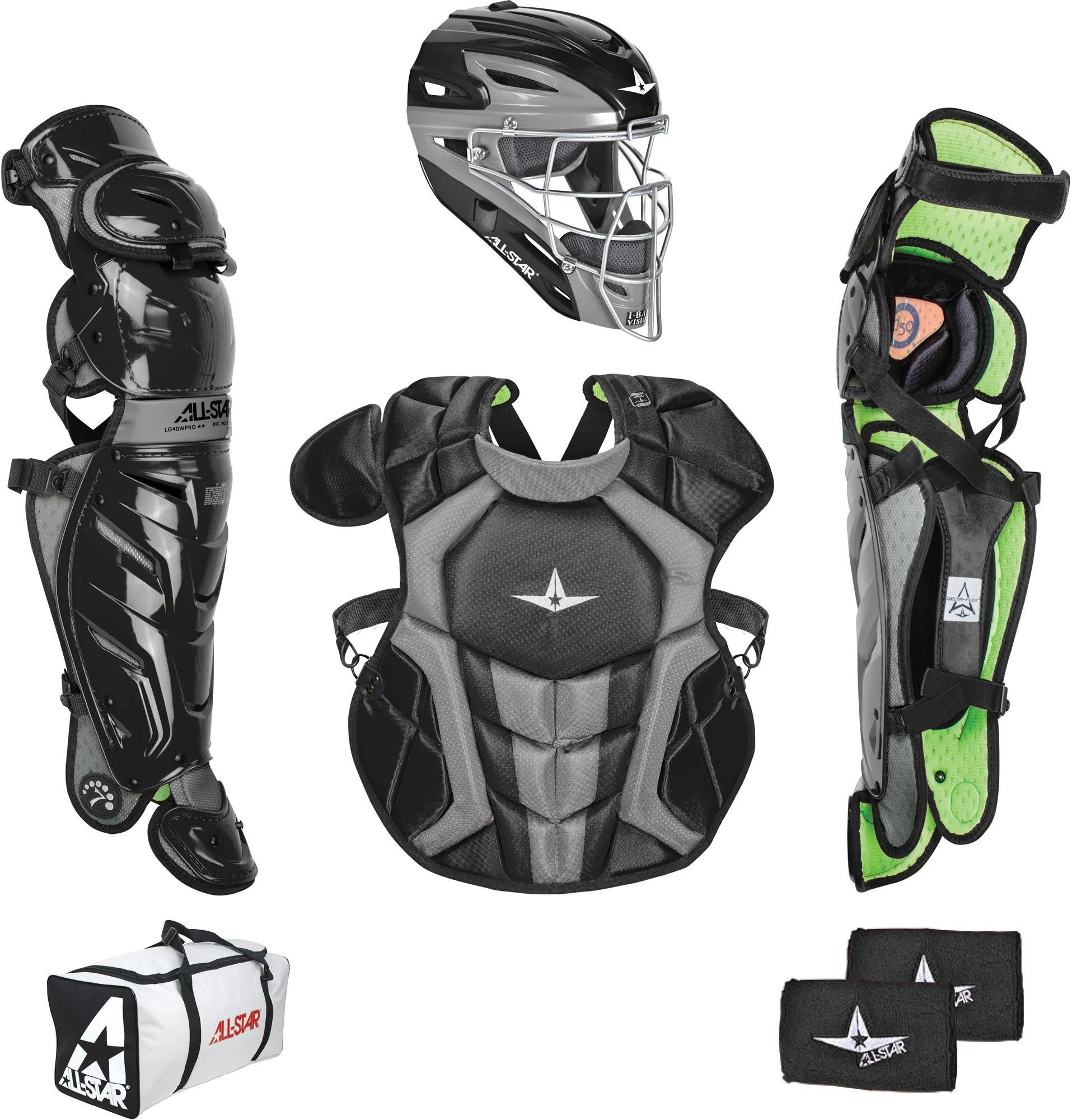 All-Star System7 Axis NOCSAE Youth Catcher&s Package - Black