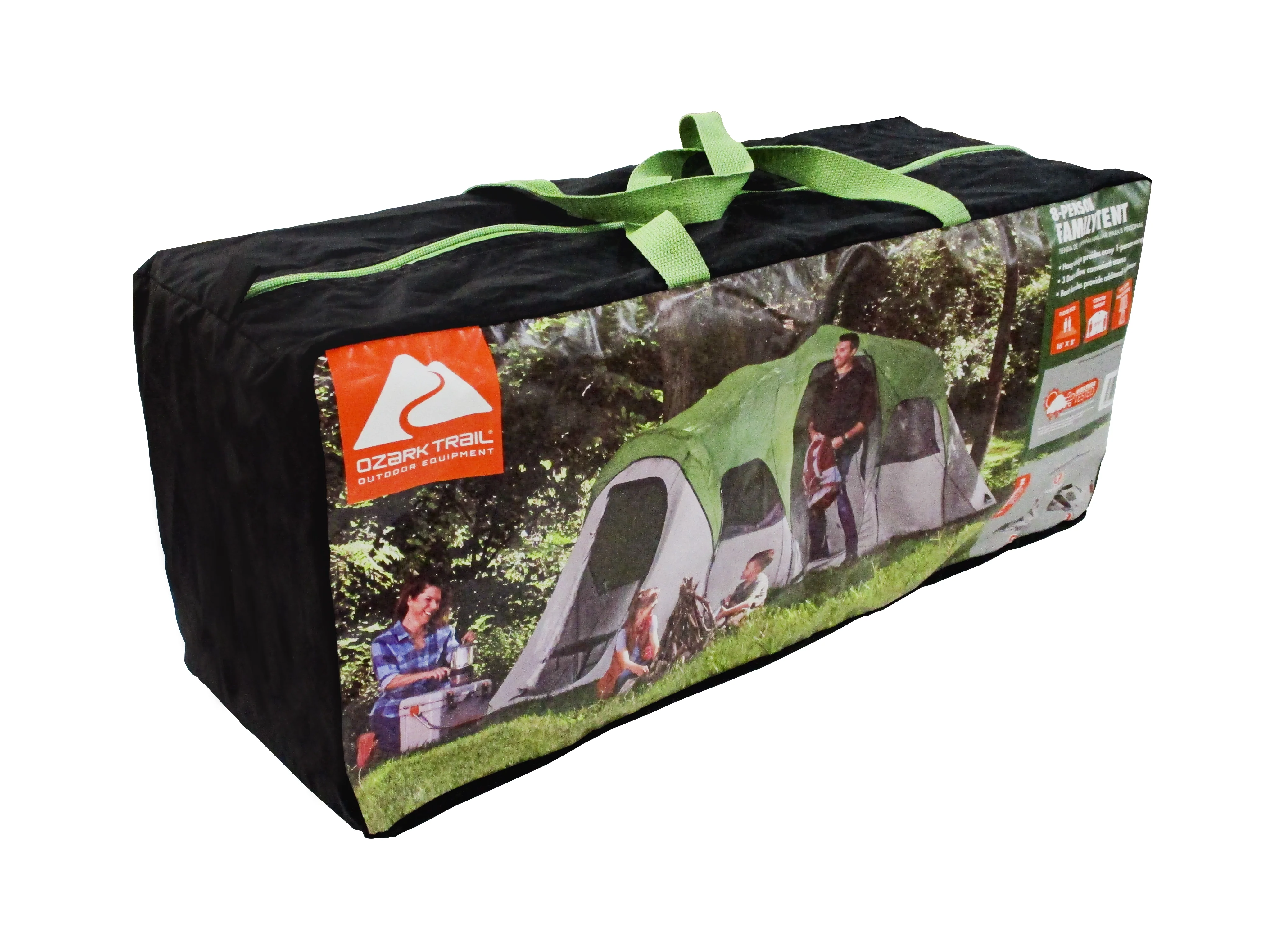 Ozark Trail 8 Person, Clip & Camp Family Tent, 16'  x 8 ' x 78, 23.81 lbs.