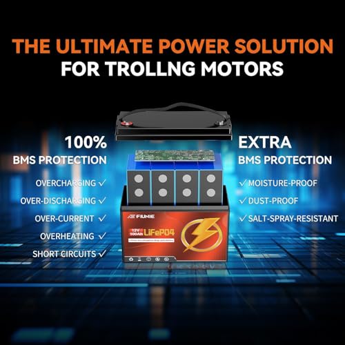 12V 100Ah lithium battery with Bluetooth for trolling motor, RV, Comping, Marine, Solar, Off-Grid, Lifepo4 Battery Deep Cycles Rechargeable Low Temp Protection, Smart BMS, 10-Year Lifespan
