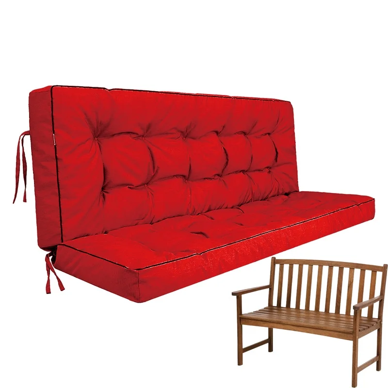 Porch Swing Cushions 55in, Swing Cushions 3 Seater Replacement with Backrest, Thicken 4" Waterproof Bench Pad Cushions, Outdoor Loveseat Cushions Non-Slip Chairs Pad (Red) - Curated Treasures Market
