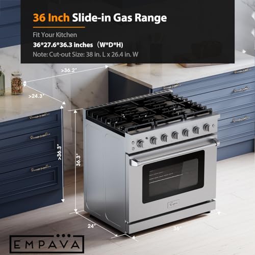 Empava 30" Slide-In Freestanding Gas Range with 5 Sealed Burners
