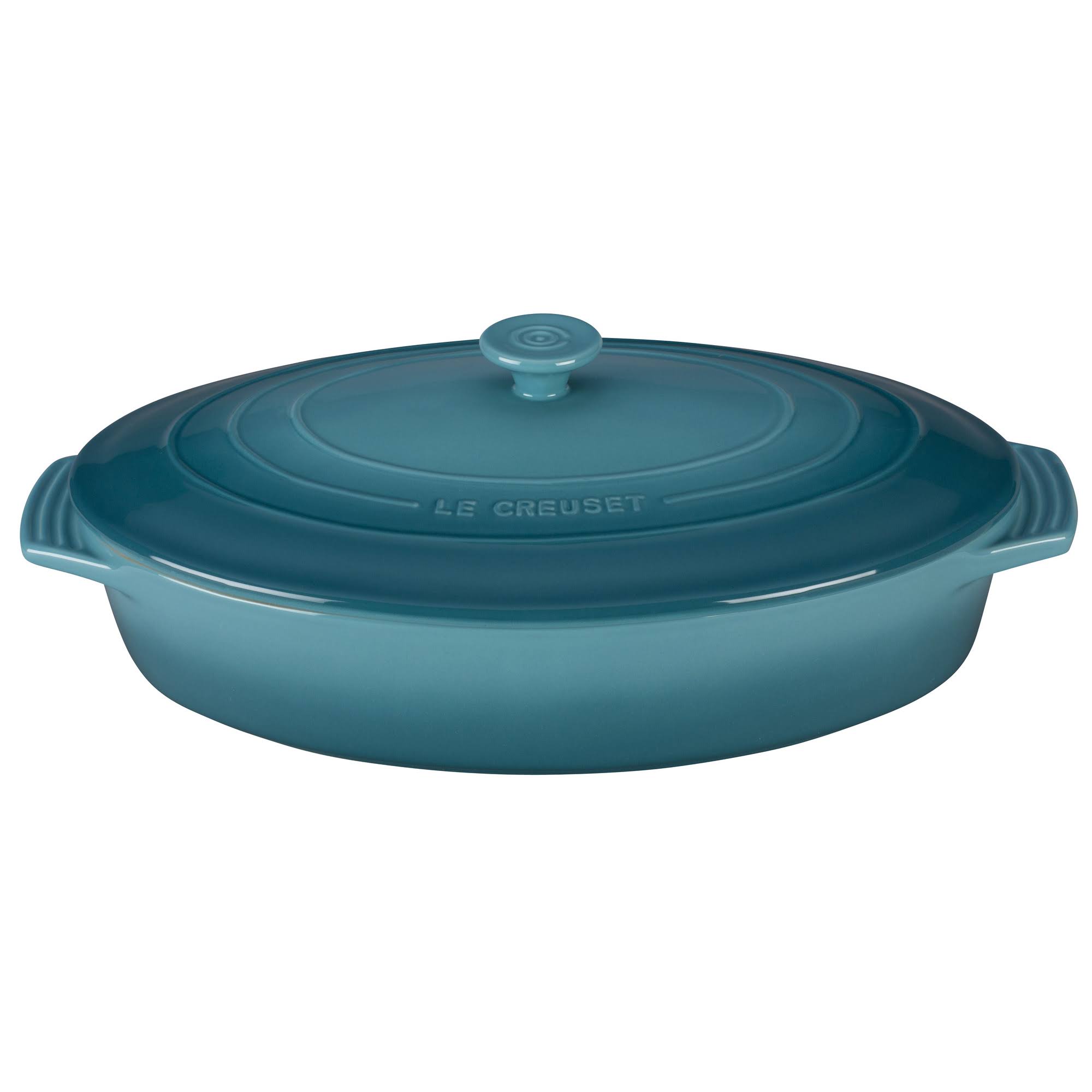 Le Creuset Stoneware Covered Oval Casserole, 3-3/4-Quart, Flame